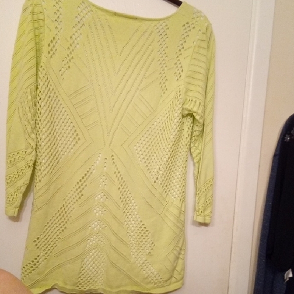 Womans XL Parkhurst Lime Green Relaxed Ribbed Tunic Knitted Opened Tank Under - Picture 4 of 4